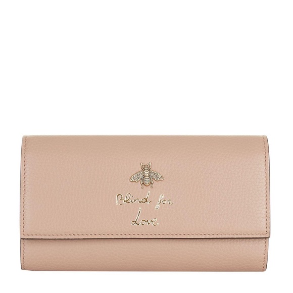 Gucci Handbags - New Gucci Women's pink Blind For Love Bee Wallet